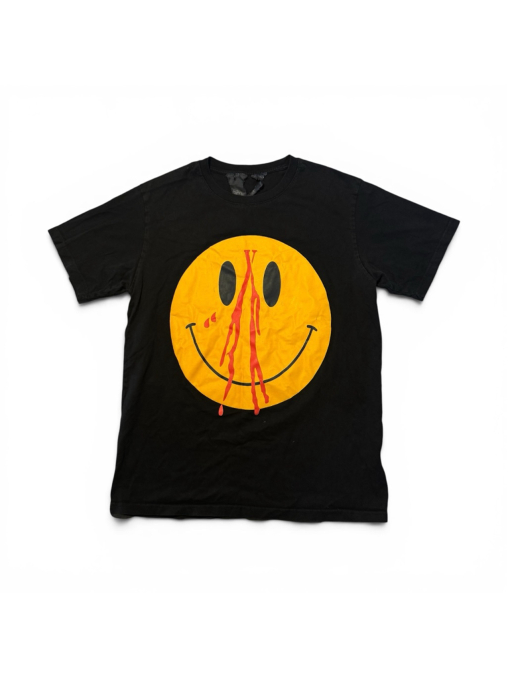 VLONE Short Sleeve Shirt Tee Size XL Black Yellow Smiley Face
